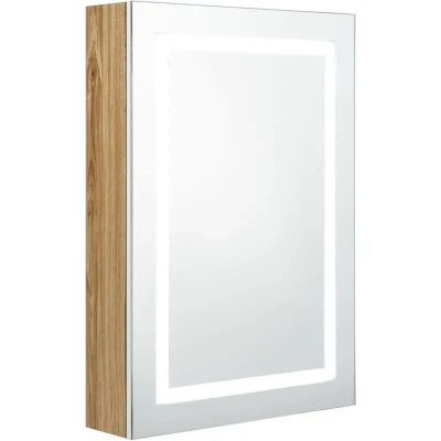 Image of vidaXL LED Bathroom Mirror Cabinet White and Oak 50x13x70 cm
