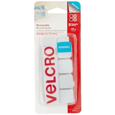Image of &quot;VELCRO Brand Removable Mounting Squares, Damage Free Decorating, 3/4&quot;&quot;, Pack of 8&quot; (95190)
