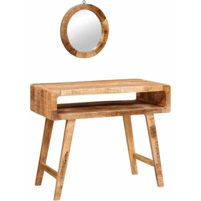 Image of vidaXL Bedroom Dressing Tables with Shelf Wall mounted Storage Mirror Solid mango wood