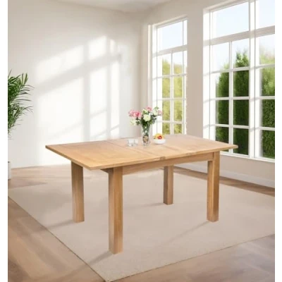 Image of Hallowood Furniture Camberley Oak Extending Dining Table for 6 People, Butterfly Table, Kitchen in Light Oak, Wooden Extendable Room