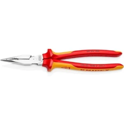 Image of Knipex Needle Nose Combination Pliers chrome plated, insulated, VDE tested with integrated tether attachment point for a tool 145 mm (self service card/blister) 08 26 T BK