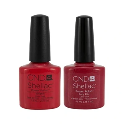 Image of CND Shellac Nail Polish, Ruby Ritz Wildfire, Pack of 2