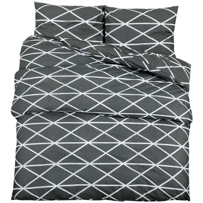 Image of Duvet Cover Set Grey 155x220 cm Cotton
