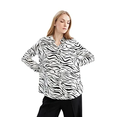 Image of DeFacto Women&#039;s I8266AZ Shirt, Ecru, XXL