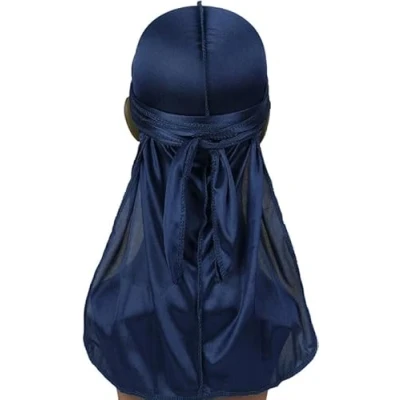 Image of Men&#039;s Durag Bandana Sports Scarf Head Rap Tie Back Band Biker Cap (Navy)