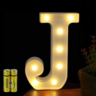 Image of HONPHIER® Letter Lights Decorative LED Alphabet Marquee Decoration Light Up Sign Night Battery Operated for Birthday Party Wedding Receptions Holiday Bar Home Bedroom Bath Decor (J)