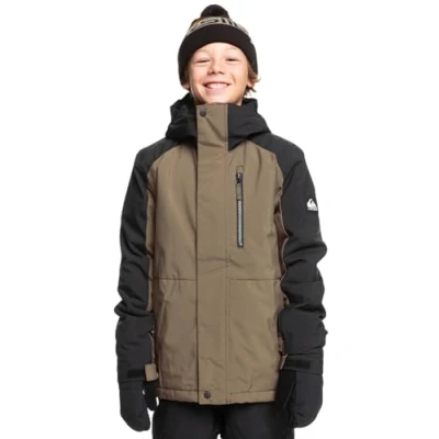 Image of Quiksilver Technical Snow Jacket Mission Block Youth JK Boys 4 16 Brown 5Y