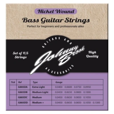 Image of Johnny Brook Set Of 4 Nickel Wound Bass Guitar Strings (Medium Gauge)