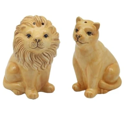 Image of Lesser &amp; Pavey Salt Pepper Set for All Types of Kitchen Ceramic Shaker Lovely Pots Suitable Home (Lion Lioness)