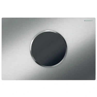 Image of Geberit Sigma10 Automatic/Touchless Dual Flush Plate Battery Operation Brushed Chrome (115.909.SN.6)