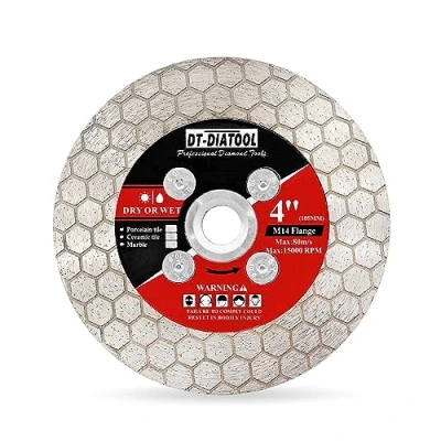 Image of DT DIATOOL Diamond Saw Blade Tile Cutting Disc 105mm with M14 Flange for Porcelain Ceramic Marble Artificial Stoneware Edge Grinding