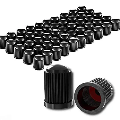 Image of CKAuto 50 Pack Black Tire Valve Caps, Plastic Stem Caps with O Rubber Seal, Universal Covers for Cars, SUVs, Bike and Bicycle, Trucks, Motorcycles, Airtight Seal Dust Proof