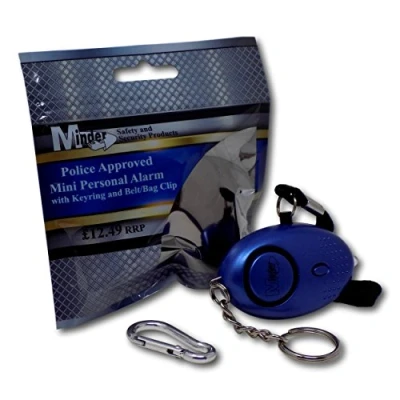 Image of Minder® 140db Police Approved Mini Minder Loud Personal Staff Panic Rape Attack Safety Security Alarm Keyring w/Torch Secured by Design (Police Preferred Specification) (Blue)