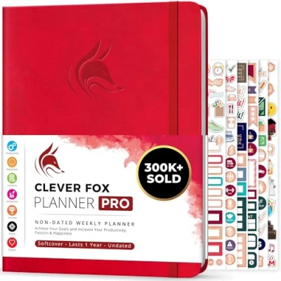 Image of Clever Fox Planner PRO Weekly &amp; Monthly Life to Increase Productivity, Time Management and Hit Your Goals, 21.5x28cm (Red)