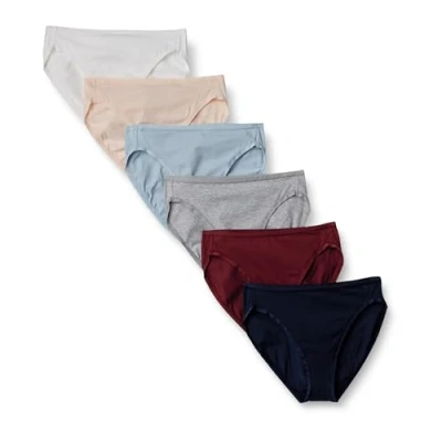Image of Amazon Essentials Women&#039;s Cotton High Leg Brief Underwear (Available in Plus Size), Pack of 6, Cool Colors/Warm Shades, 10
