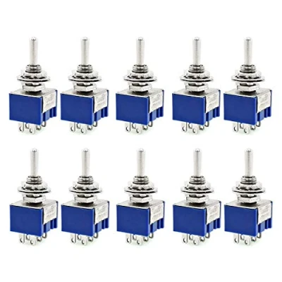 Image of BE TOOL 10PCS Mini Latching Toggle Switch DPDT 2 Positions ON AC 6A/125V 6 Pin New(Bule)