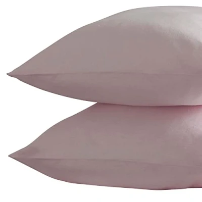Image of Belledorm 100% Brushed Cotton Flannelette Housewife Pillow Cases, Powder Pink, Pair