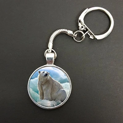 Image of 25mm Polar Bear Pendant On A Snake Keyring N175