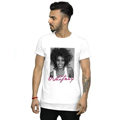 Image of Absolute Cult Whitney Houston Men&#039;s Smile Photograph T Shirt White Large