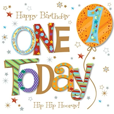 Image of One Today 1st Birthday Greeting Card By Talking Pictures Greetings Cards