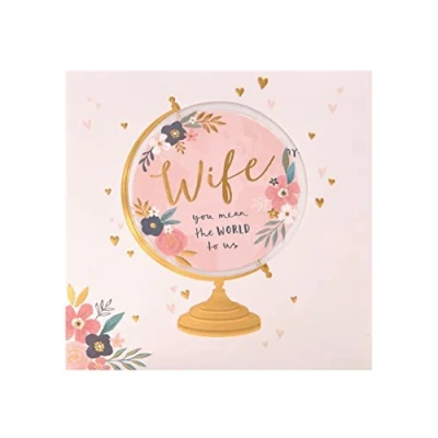 Image of UK Greetings Mother&#039;s Day Card for Wife With Envelope Cut Out Globe Design, 186x186mm