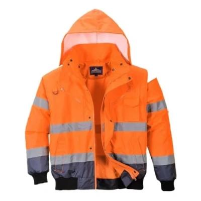Image of Portwest C465 Hi Vis 3 in 1 Contrast Bomber Jacket Orange/Navy, Medium
