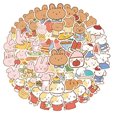 Image of MARSFORCE Kawaii Bear Stickers Set, Gift for Kids Teen Adult, Waterproof Vinyl Decals Laptop Travel Luggage Suitcase Water Bottles Skateboard Helmet Guitar iPad Phone Case [50 PCS]