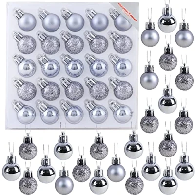 Image of Christmas Concepts® Pack of 25 25mm Mini Tree Baubles Shiny, Matte &amp; Glitter Decorated (Graphite Grey)