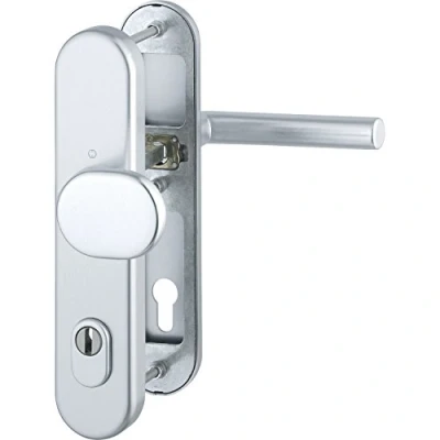 Image of HOPPE Amsterdam 3890029 Safety Change Fitting 88 mm Distance Aluminium Silver Anodised Long Plate Profile Cylinder for Door Thickness 62 72 with Core Pull Protection Class 3 Pack of 1