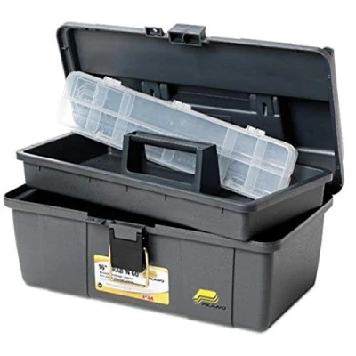 Image of Plano 16 Inch Grab N Go Storage Box with Tray Grey