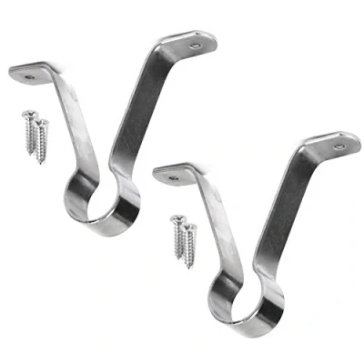 Image of White Hinge 2x Chrome Wardrobe Rail Brackets Clothes Hanging Rod Supports