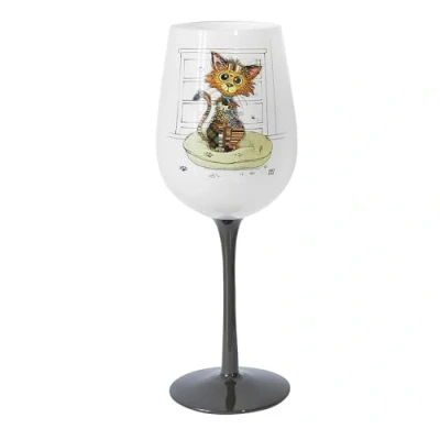 Image of Lesser &amp; Pavey Bug Art Design Fun Animal Colourful Wine Glass Kitten, Highland Cow, Elephant, Owl, Giraffe, Panda, Hedgehog, Sloth or Hare (Kimba Kitten)