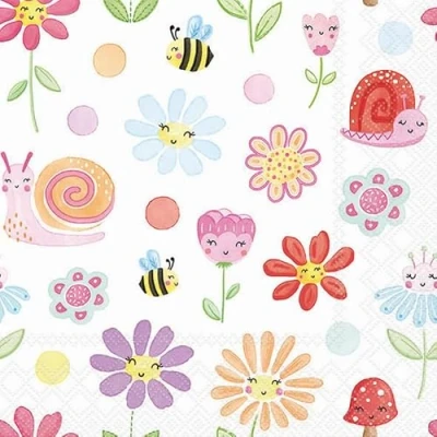 Image of 20 Napkins Flowers Nature in Fantasy Table Decoration Paper with Motif Also for Decoupage and 33 x cm