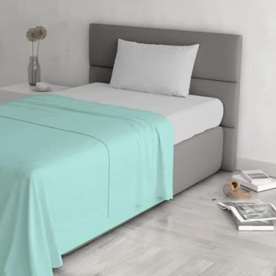 Image of Trend Chic Bedding Set, 100% Cotton, Made in Italy, Queen Size, Aqua Green