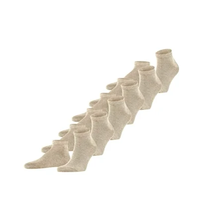 Image of FALKE Men&#039;s Happy 6 Pack M SN Cotton Low Cut Plain Pairs Trainer Socks, Beige (Sand Melange 4650), 11.5 14