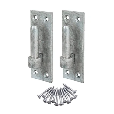 Image of Gate Hinge Pin On Rectangular Plate Bracket 200 x 75mm 19mm Diameter Hot Dip Galvanised Pack of 2
