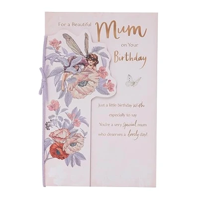 Image of UK Greetings Birthday Card for Mum Floral Fairy Design