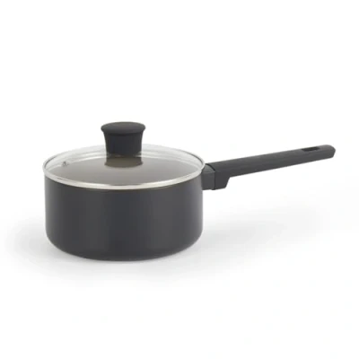 Image of Salter BW12877EU7 Ceramic 16 cm Saucepan Recycled Aluminium Body, Healthy PFOA &amp; PFAS Free Non Stick Coating, Induction Suitable, Easy Clean, Soft Touch Stay Cool Handle, Cooking Pot with Glass Lid