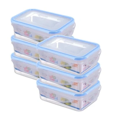 Image of HOMESHOPA Plastic Airtight Food Storage Container, 6 Pack 500ml Leakproof Rectangle Container with Clip Lock Lid, BPA Free Reusable Meal Prep Lunch Box Microwave Freezer &amp; Dishwasher Safe