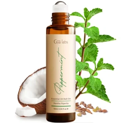 Image of Gya Labs Peppermint Oil Roll On Fast Soothing Comfort for Headaches &amp; Tension Rest Refresh with 100% Natural Essential Aromatherapy Stress Aches (10ml)