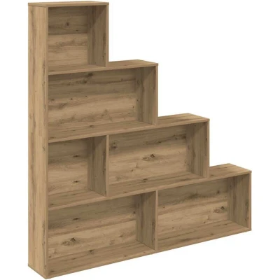 Image of vidaXL book cabinet/shelf/storage/display artisan oak engineered wood 157x24x160cm living room/office decor 6 compartments modern style freestanding