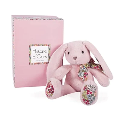 Image of Histoire d&#039;ours Plush Bunny Cuddly Friends Gift Box Soft Pink 25cm New Baby and Birthday Idea for Girls Boys HO3121