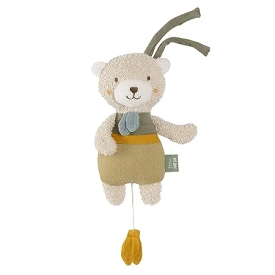 Image of Fehn FehnNATUR Mini Music Box Bear Cuddly Toy &amp; Sleep Aid with Cotton (kbA) Soothing Melody &quot;Schubert&#039;s Lullaby&quot; Baby for On the Go Home Babies and Toddlers