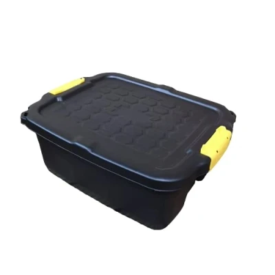 Image of 24L Heavy Duty Storage Box Sturdy, Lockable, Stackable and Nestable Design Chest with Clips in Black