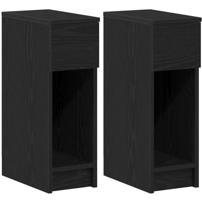 Image of vidaXL Bedside Cabinets with Drawer 2 pcs Black Oak 20x36x60 cm
