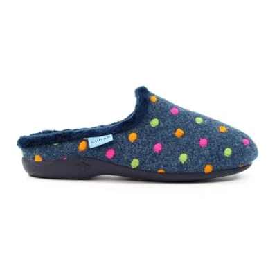 Image of Ladies Peanut Navy Mule Slipper 4 Blue