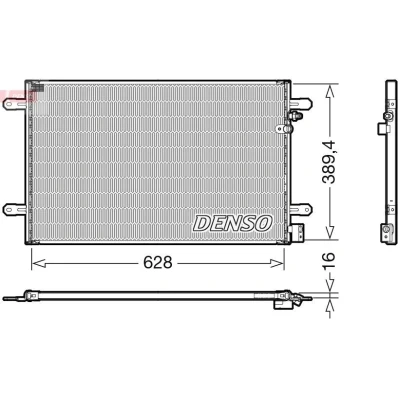 Image of 4F0260401E, 4F0260403E Condenser DENSO DCN02037 without dryer 628x389.4x16 R134a 628mm AUDI: A6 C6 Avant, Saloon