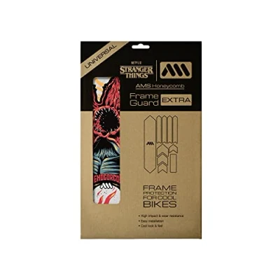 Image of All Mountain Style AMS High Impact Frame Guard Extra Protects your bike from scratches and dings, Stranger Things Demogorgon Clear