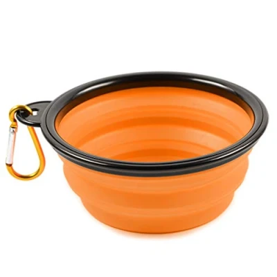 Image of PhoneNatic Foldable Silicone Dog Bowl in Orange, Travel for Dogs and Cats with Carabiner, S, 350 ml, 60014333