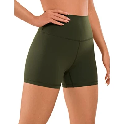 Image of CRZ Yoga Women&#039;s Naked Feeling 4&#039;&#039; Gym Shorts High Waisted Cycling Workout Running Spandex Olive Green 8